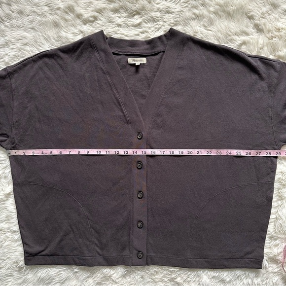 Madewell Cardigan Organic Cotton Crop Sweater Button Front Deep Coal Gray XXL - Picture 12 of 14